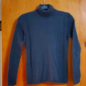 Sweater. Turtleneck. Dark Grey. Ribbed neck, sleeves and sides. All cotton.